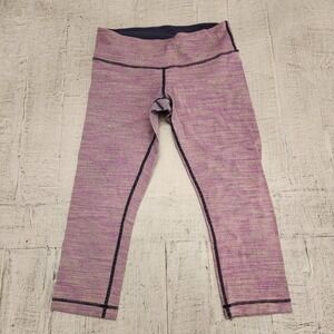 Lululemon‎ Wunder Under Crop Wee Are from Space Pink Zing Cadet Blue Size 8